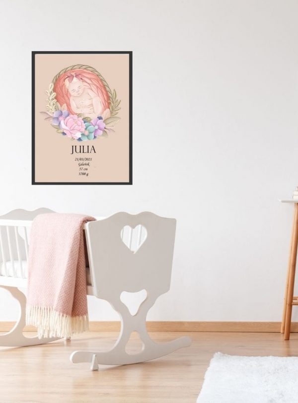 Plakat metryczka urodzin dla dziewczynek